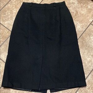Vintage Black Wool Midi Pencil Skirt for Work